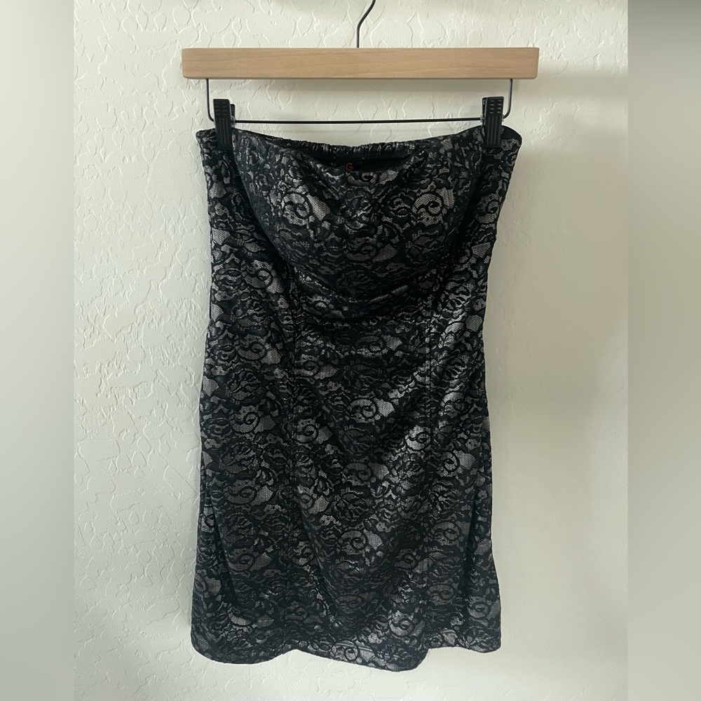 Guess Black Lace Strapless Dress